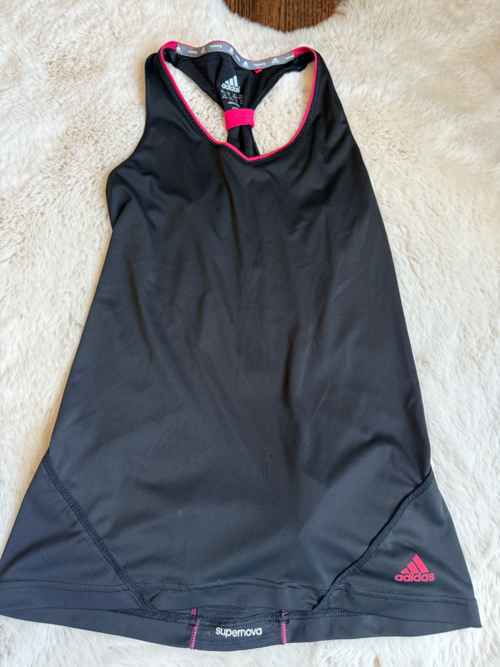 adidas Black and Hot Pink Performance running tank xs with pockets